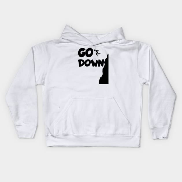 Cliff jumping go down Kids Hoodie by maxcode